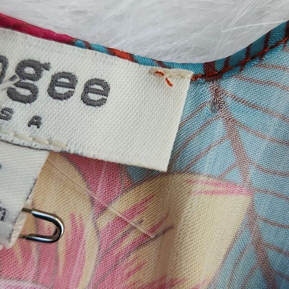 UMGEE U.S.A. NWT Tangerine & Light Blue Floral Side-Slit Tie-Waist Kimono size S - Picture 7 of 7